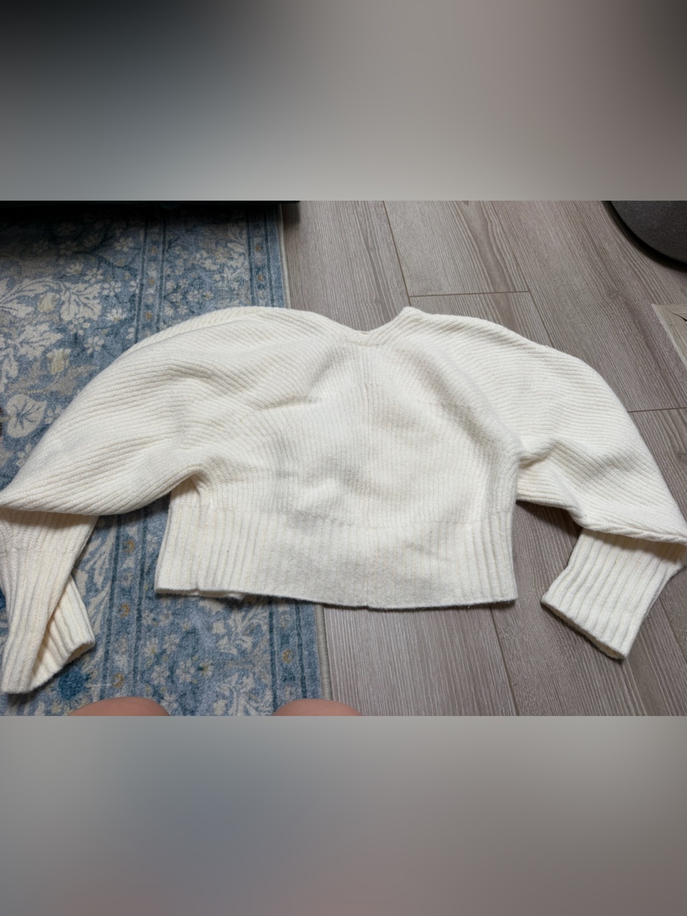 Anthropologie Rhea Bow-Front Crop Cardigan Sweater black ribbon ribbed knit - Picture 7 of 7